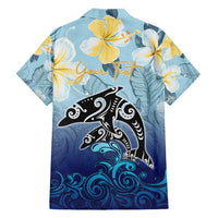 Mother And Baby Dolphins Family Matching Short Sleeve Bodycon Dress and Hawaiian Shirt Hawaii Hibiscus