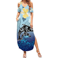 Mother And Baby Dolphins Family Matching Summer Maxi Dress and Hawaiian Shirt Hawaii Hibiscus