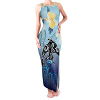 Mother And Baby Dolphins Family Matching Tank Maxi Dress and Hawaiian Shirt Hawaii Hibiscus