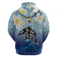 Mother And Baby Dolphins Hoodie Hawaii Hibiscus