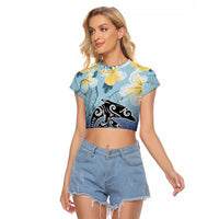 Mother And Baby Dolphins Raglan Cropped T Shirt Hawaii Hibiscus