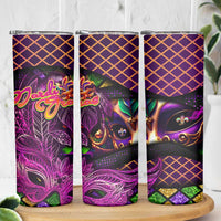 Happy Mardi Gras Skinny Tumbler Mask Feather Colorfull