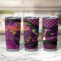 Happy Mardi Gras Tumbler Cup Mask Feather Colorfull