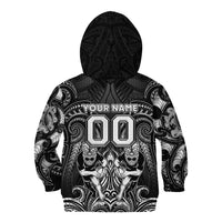 Personalized All Black Kid Hoodie New Zealand Rugby Mascot Maori