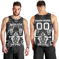 Personalized All Black Men Tank Top New Zealand Rugby Mascot Maori