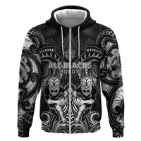 Personalized All Black Zip Hoodie New Zealand Rugby Mascot Maori