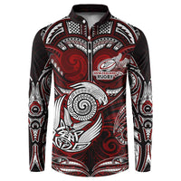 Personalized New Zealand Aotearoa Rugby Button Sweatshirt Maori Fern Tattoo Art