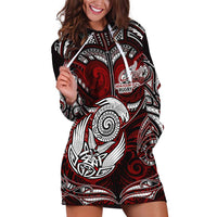 Personalized New Zealand Aotearoa Rugby Hoodie Dress Maori Fern Tattoo Art