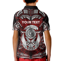 Personalized New Zealand Aotearoa Rugby Kid Polo Shirt Maori Fern Tattoo Art