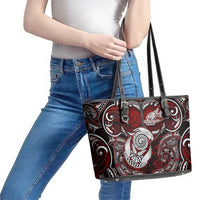 New Zealand Aotearoa Rugby Leather Tote Bag Maori Fern Tattoo Art