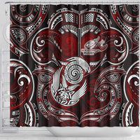 New Zealand Aotearoa Rugby Shower Curtain Maori Fern Tattoo Art