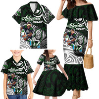 Personalized NZ Aotearoa Rugby Family Matching Mermaid Dress and Hawaiian Shirt New Zealand Silver Fern