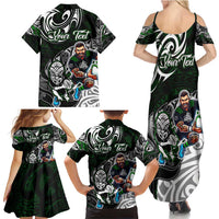 Personalized NZ Aotearoa Rugby Family Matching Summer Maxi Dress and Hawaiian Shirt New Zealand Silver Fern