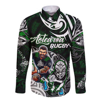 Personalized NZ Aotearoa Rugby Long Sleeve Button Shirt New Zealand Silver Fern