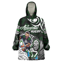 Personalized NZ Aotearoa Rugby Wearable Blanket Hoodie New Zealand Silver Fern