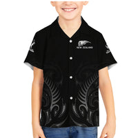 New Zealand Family Matching Mermaid Dress and Hawaiian Shirt Rugby 2023 Champions Black DT02 Son's Shirt Black - Polynesian Pride