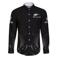 New Zealand Family Matching Puletasi Dress and Hawaiian Shirt Rugby 2023 Champions Black DT02 Dad's Shirt - Long Sleeve Black - Polynesian Pride