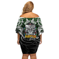 Personalised Warriors Maori Darts Off Shoulder Short Dress New Zealand Darts Silver Fern
