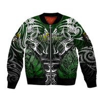 Personalised Warriors Maori Darts Sleeve Zip Bomber Jacket New Zealand Darts Silver Fern
