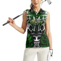 Personalised Warriors Maori Darts Women Sleeveless Polo Shirt New Zealand Darts Silver Fern