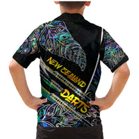 Personalised New Zealand Darts Family Matching Mermaid Dress and Hawaiian Shirt NZ Paua Shell Maori Fern
