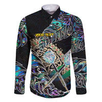 Personalised New Zealand Darts Family Matching Mermaid Dress and Hawaiian Shirt NZ Paua Shell Maori Fern