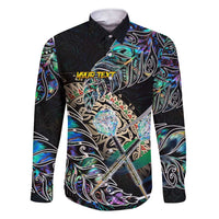 Personalised New Zealand Darts Family Matching Short Sleeve Bodycon Dress and Hawaiian Shirt NZ Paua Shell Maori Fern