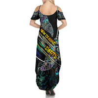 Personalised New Zealand Darts Family Matching Summer Maxi Dress and Hawaiian Shirt NZ Paua Shell Maori Fern
