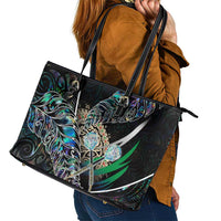 New Zealand Darts Leather Tote Bag NZ Paua Shell Maori Fern