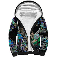 Personalised New Zealand Darts Sherpa Hoodie NZ Paua Shell Maori Fern