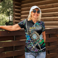 Personalised New Zealand Darts Women Polo Shirt NZ Paua Shell Maori Fern