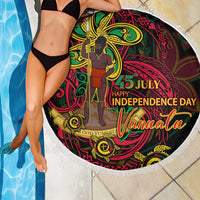 Vanuatu 45th Independence Anniversary Beach Blanket Flower Melanesian Namele Turtle - Polynesian Pride