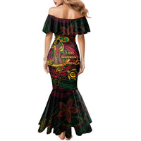 Custom Vanuatu 45th Independence Anniversary Family Matching Mermaid Dress and Hawaiian Shirt Flower Melanesian Namele Turtle - Polynesian Pride