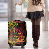 Vanuatu 45th Independence Anniversary Luggage Cover Flower Melanesian Namele Turtle - Polynesian Pride