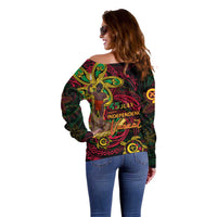 Custom Vanuatu 45th Independence Anniversary Off Shoulder Sweater Flower Melanesian Namele Turtle - Polynesian Pride