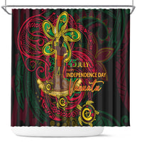 Vanuatu 45th Independence Anniversary Shower Curtain Flower Melanesian Namele Turtle - Polynesian Pride