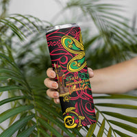 Vanuatu 45th Independence Anniversary Skinny Tumbler Flower Melanesian Namele Turtle - Polynesian Pride