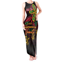 Custom Vanuatu 45th Independence Anniversary Tank Maxi Dress Flower Melanesian Namele Turtle - Polynesian Pride