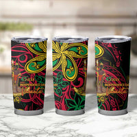 Vanuatu 45th Independence Anniversary Tumbler Cup Flower Melanesian Namele Turtle - Polynesian Pride