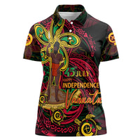 Custom Vanuatu 45th Independence Anniversary Women Polo Shirt Flower Melanesian Namele Turtle - Polynesian Pride