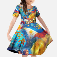 Custom The Philippines 126th Independence Anniversary Family Matching Short Sleeve Bodycon Dress and Hawaiian Shirt Art Style - Polynesian Pride
