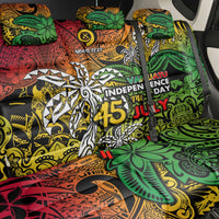 Personalized Vanuatu 45th Independence Anniversary Back Car Seat Cover Melanesian Pattern Reggae - Polynesian Pride
