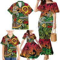 Personalized Vanuatu 45th Independence Anniversary Family Matching Mermaid Dress and Hawaiian Shirt Melanesian Pattern Reggae - Polynesian Pride