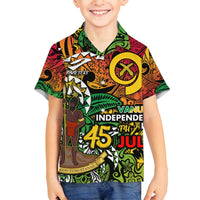 Personalized Vanuatu 45th Independence Anniversary Family Matching Off Shoulder Maxi Dress and Hawaiian Shirt Melanesian Pattern Reggae DT02 Son's Shirt Art - Polynesian Pride