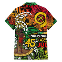 Personalized Vanuatu 45th Independence Anniversary Family Matching Off Shoulder Short Dress and Hawaiian Shirt Melanesian Pattern Reggae - Polynesian Pride