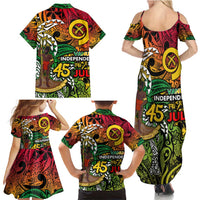 Personalized Vanuatu 45th Independence Anniversary Family Matching Summer Maxi Dress and Hawaiian Shirt Melanesian Pattern Reggae - Polynesian Pride