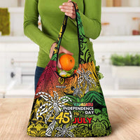 Personalized Vanuatu 45th Independence Anniversary Grocery Bag Melanesian Pattern Reggae - Polynesian Pride