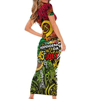 Personalized Vanuatu 45th Independence Anniversary Short Sleeve Bodycon Dress Melanesian Pattern Reggae - Polynesian Pride