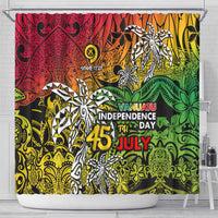 Personalized Vanuatu 45th Independence Anniversary Shower Curtain Melanesian Pattern Reggae - Polynesian Pride