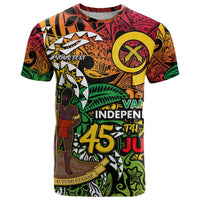 Personalized Vanuatu 45th Independence Anniversary T Shirt Melanesian Pattern Reggae - Polynesian Pride